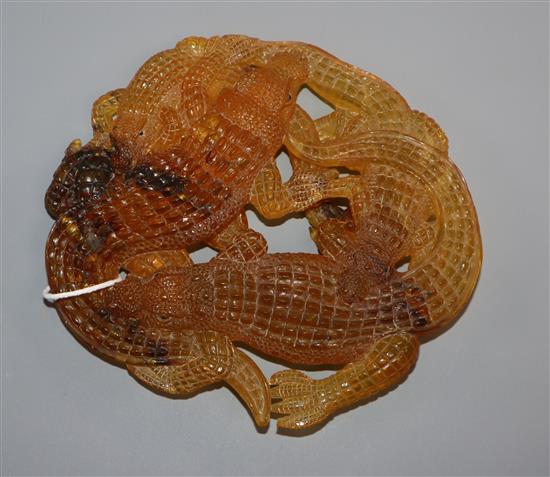 A simulated amber group of crocodiles